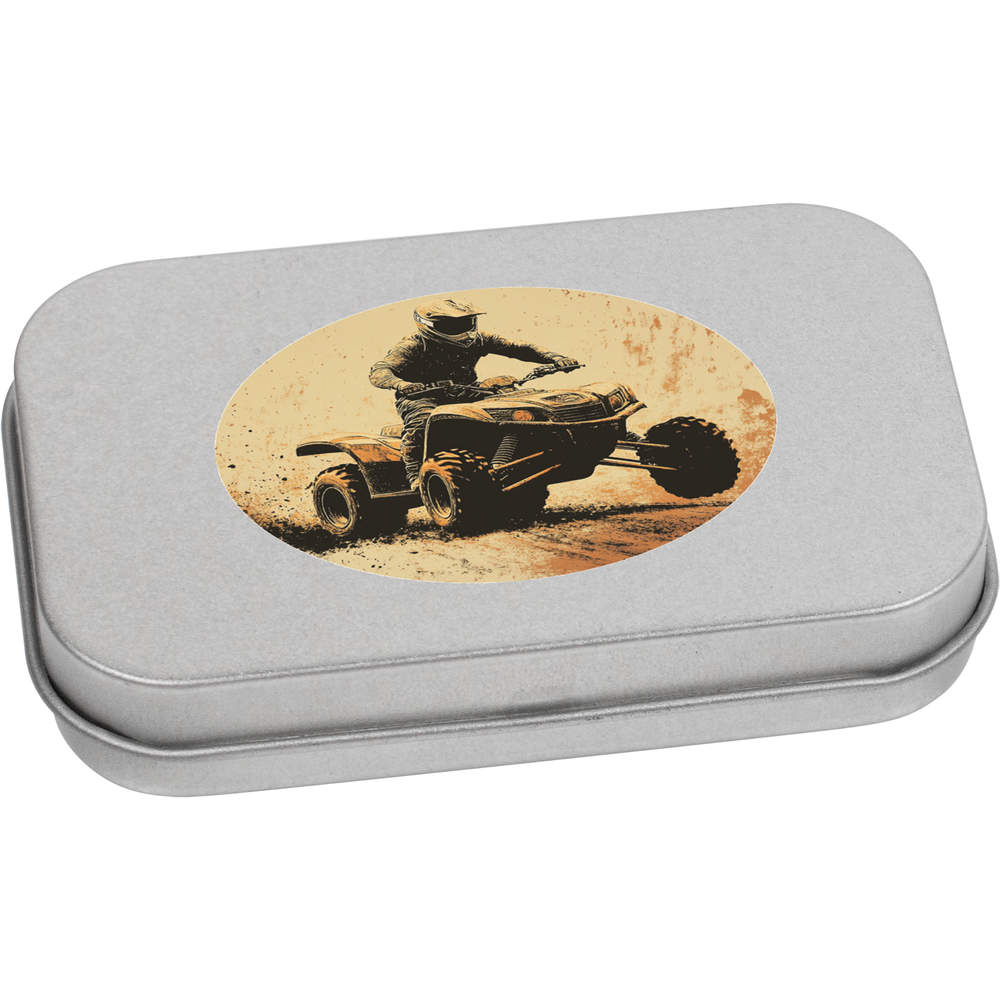 'Quad Bike Rider' Storage / Stationery Tin - Metal Hinged Keepsake Box for Stationery, Crafts, Sweets and Gifts (TT052043)