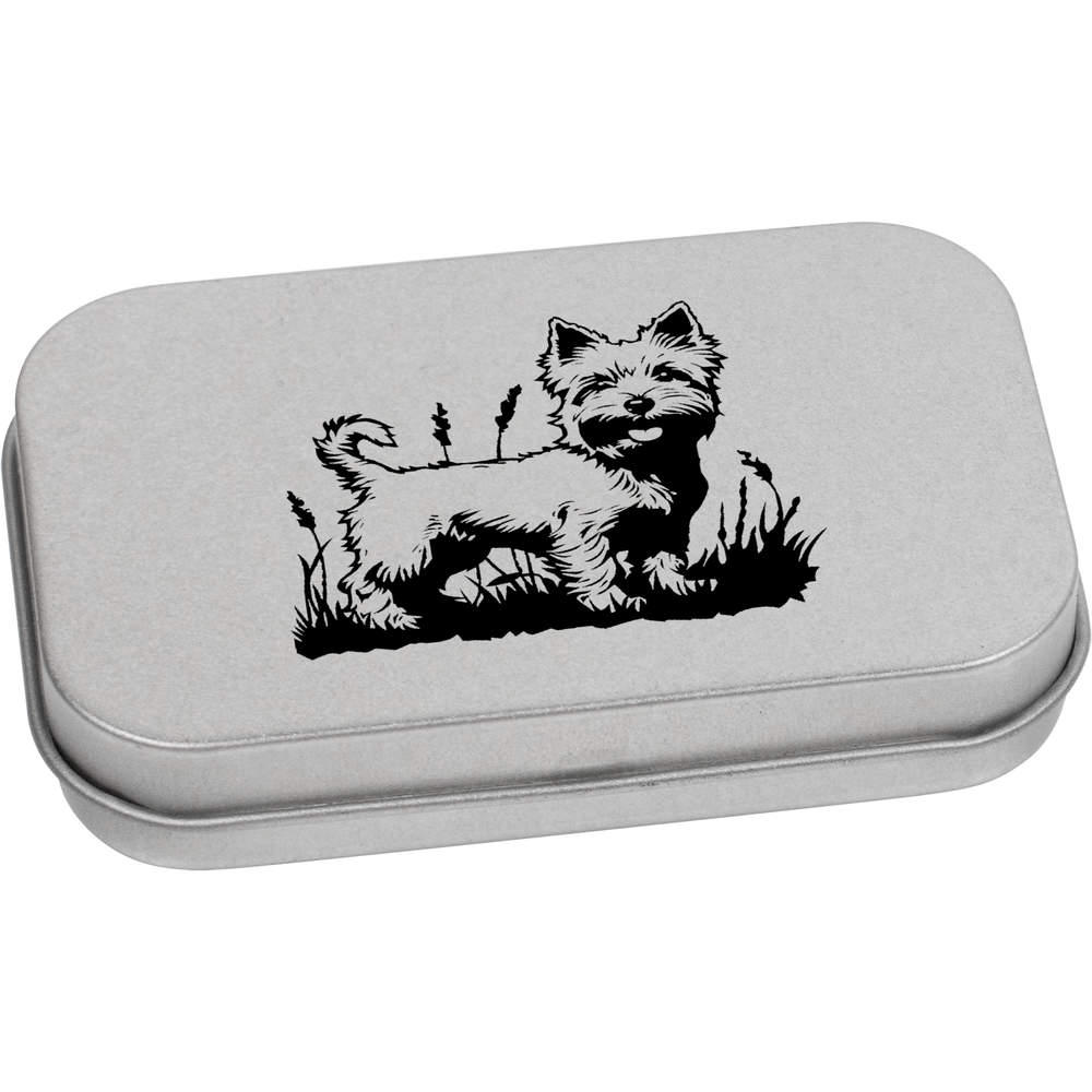'Happy Westie in Garden' Metal Hinged Tin / Storage Box (TT052576)