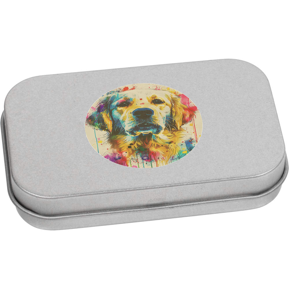 ' Golden Retriever Portrait' Metal Hinged Tin / Storage Box (TT052847)