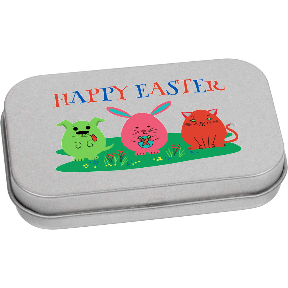 'Happy Easter Eggs' Metal Hinged Storage Tin - 80mm x 50mm - Keepsake Box for Stationery, Crafts, Sweets and Small Gifts (TT00274115)