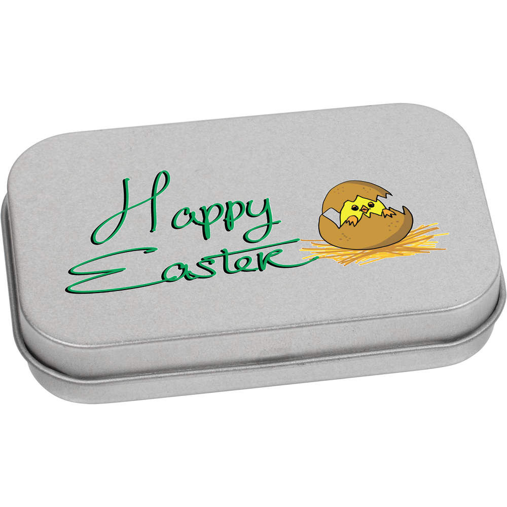 'Happy Easter' Metal Hinged Storage Tin - 80mm x 50mm - Keepsake Box for Stationery, Crafts, Sweets and Small Gifts (TT00275012)