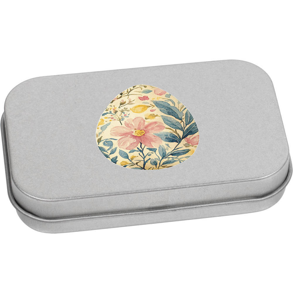 80mm 'Floral Easter Egg' Metal Hinged Tin / Storage Box (TT00276266)