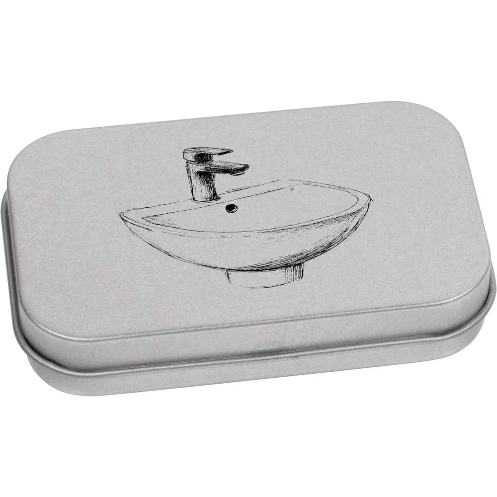 'Basin and Faucet' Metal Hinged Tin / Storage Box (TT053358)
