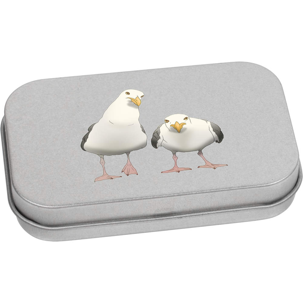 'Grumpy Seagulls' Metal Hinged Storage Tin - 80mm x 50mm - Keepsake Box for Stationery, Crafts, Sweets and Small Gifts (TT00277922)