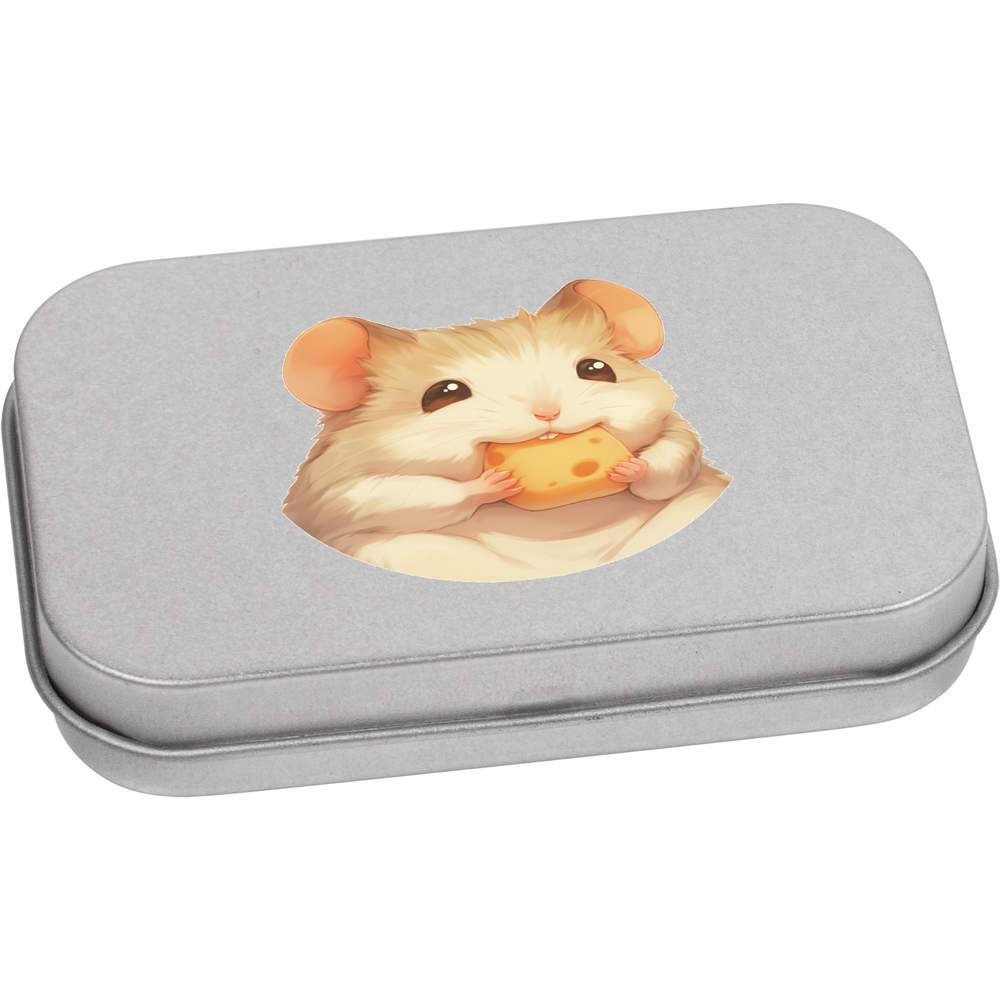 'Cute Mouse Eating Cheese' Metal Hinged Tin / Storage Box (TT053950)