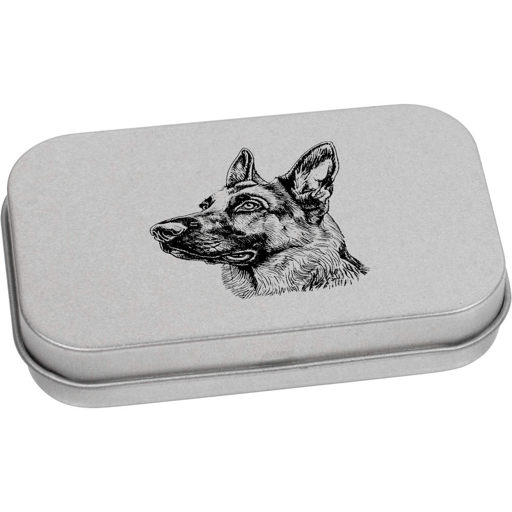 'German Shepherd Portrait' Metal Hinged Tin / Storage Box (TT054958)
