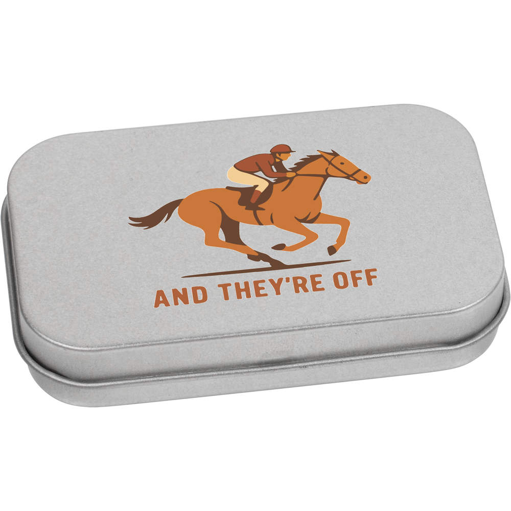 'And They're Off' Storage / Stationery Tin - Metal Hinged Keepsake Box for Stationery, Crafts, Sweets and Gifts (TT055242)