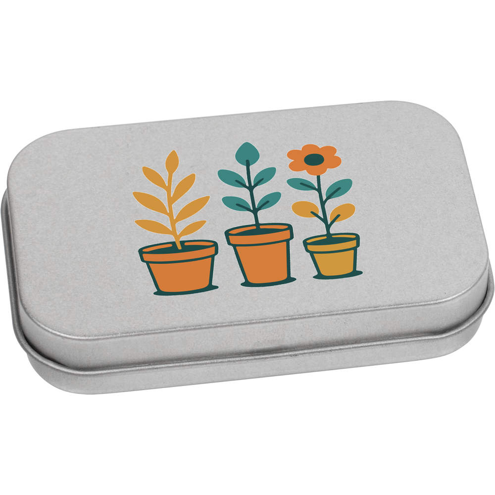 'Growing Flower Pots' Metal Hinged Tin / Storage Box (TT055316)