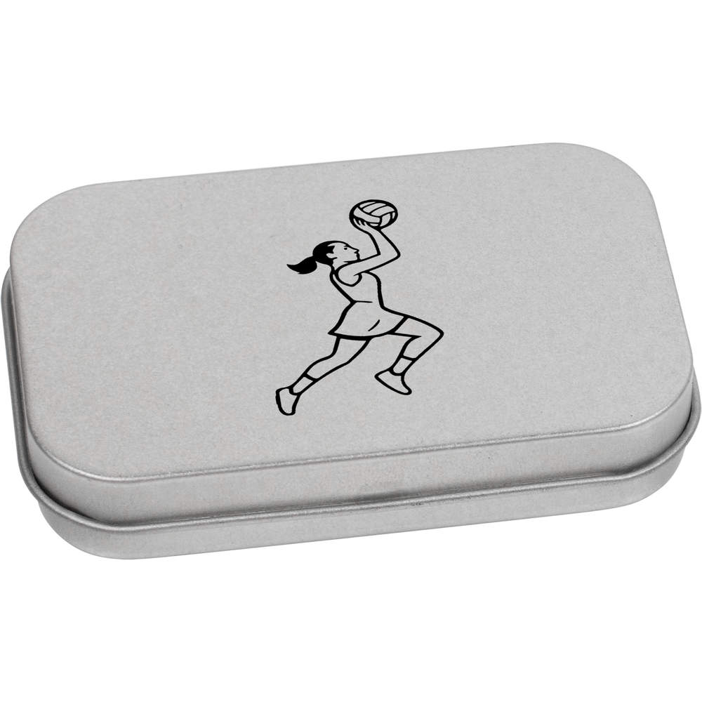 'Netball Player Action' Metal Hinged Tin / Storage Box (TT055329)