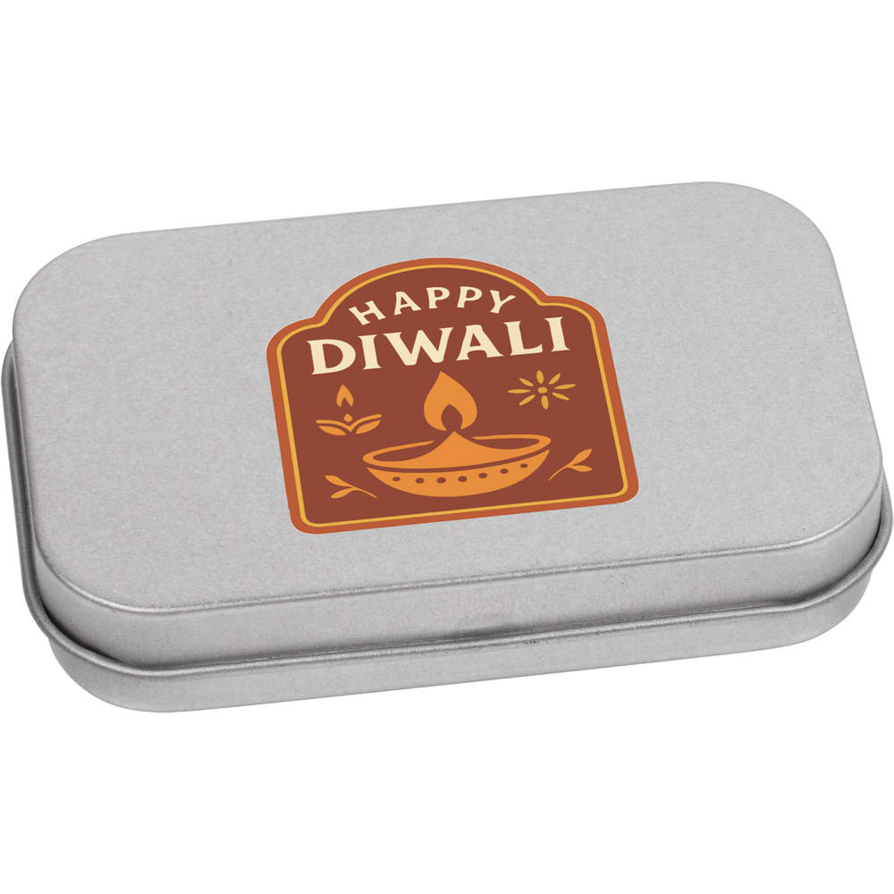 'Happy Diwali Celebratory Design' Metal Hinged Tin / Storage Box (TT055391)