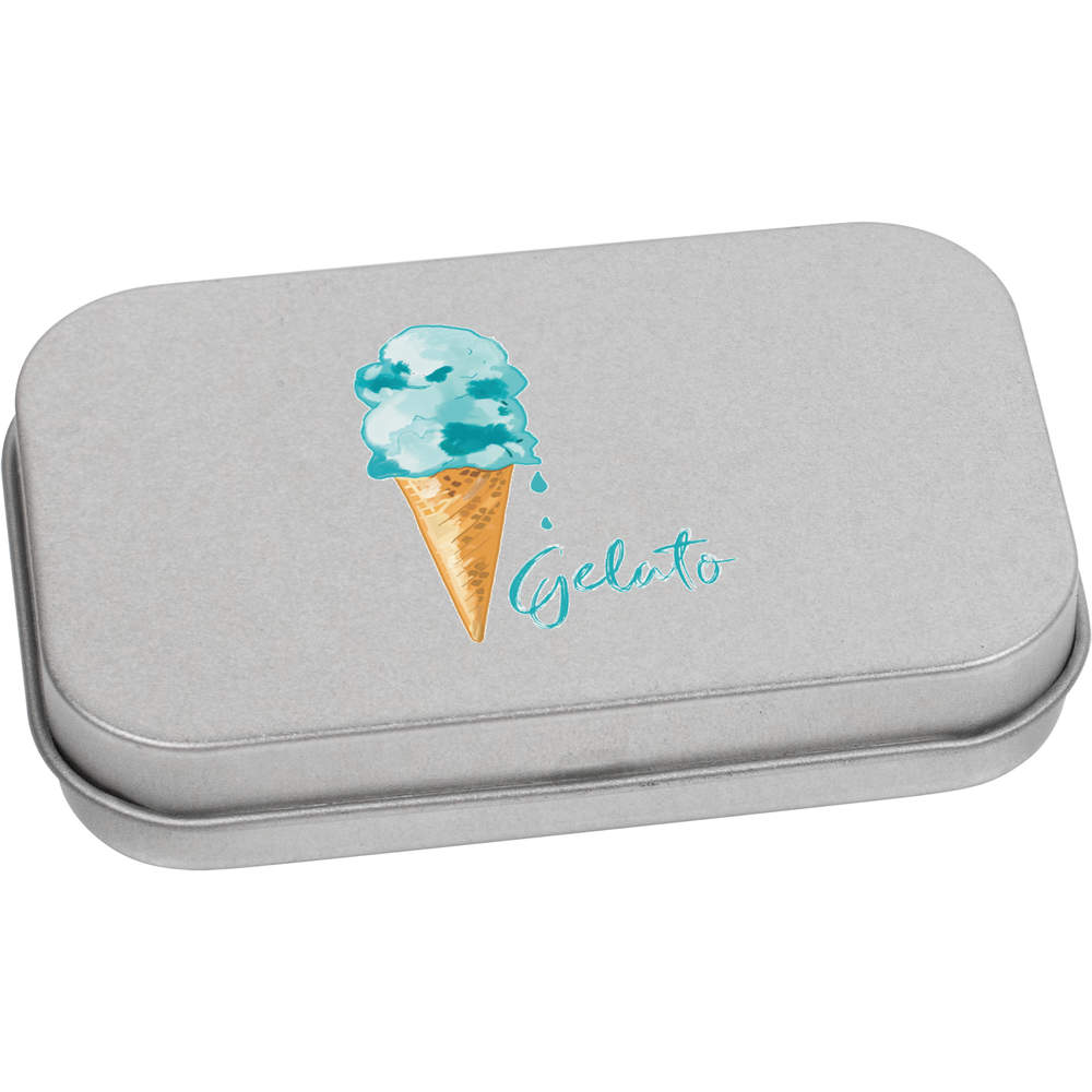 'Blue Ice Cream Cone ' Metal Hinged Tin / Storage Box (TT056083)