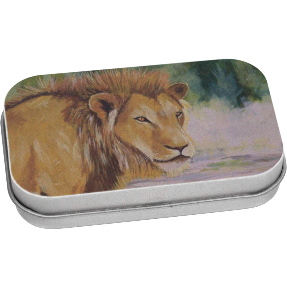 'Lion' Metal Hinged Storage Tin - 80mm x 50mm - Keepsake Box for Stationery, Crafts, Sweets and Small Gifts (TT00292370)