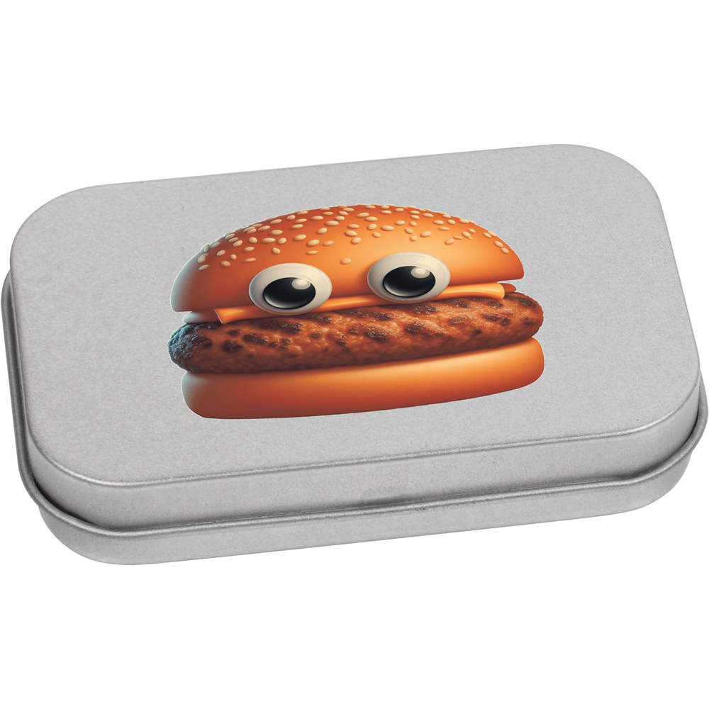 'Funny Burger Face' Metal Hinged Tin / Storage Box (TT056423)