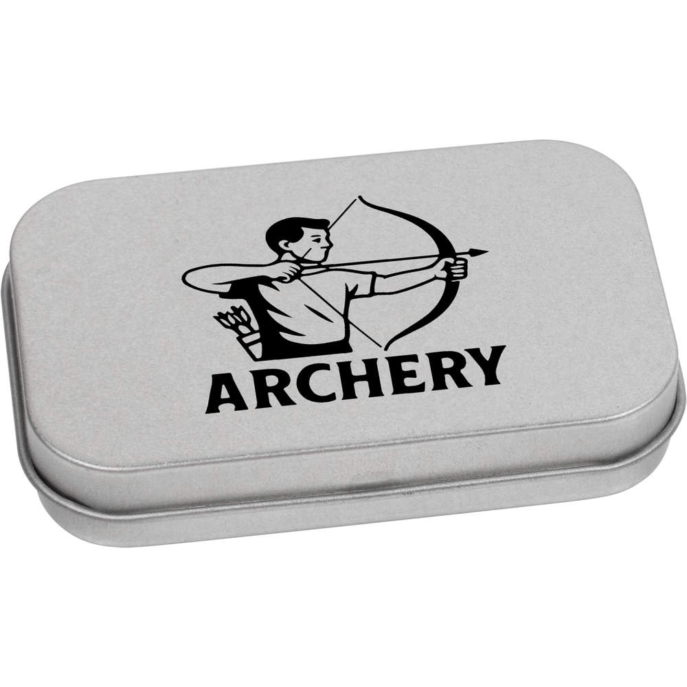 'Archery Bow & Arrow' Metal Hinged Storage Tin - 80mm x 50mm - Keepsake Box for Stationery, Crafts, Sweets and Small Gifts (TT00300845)