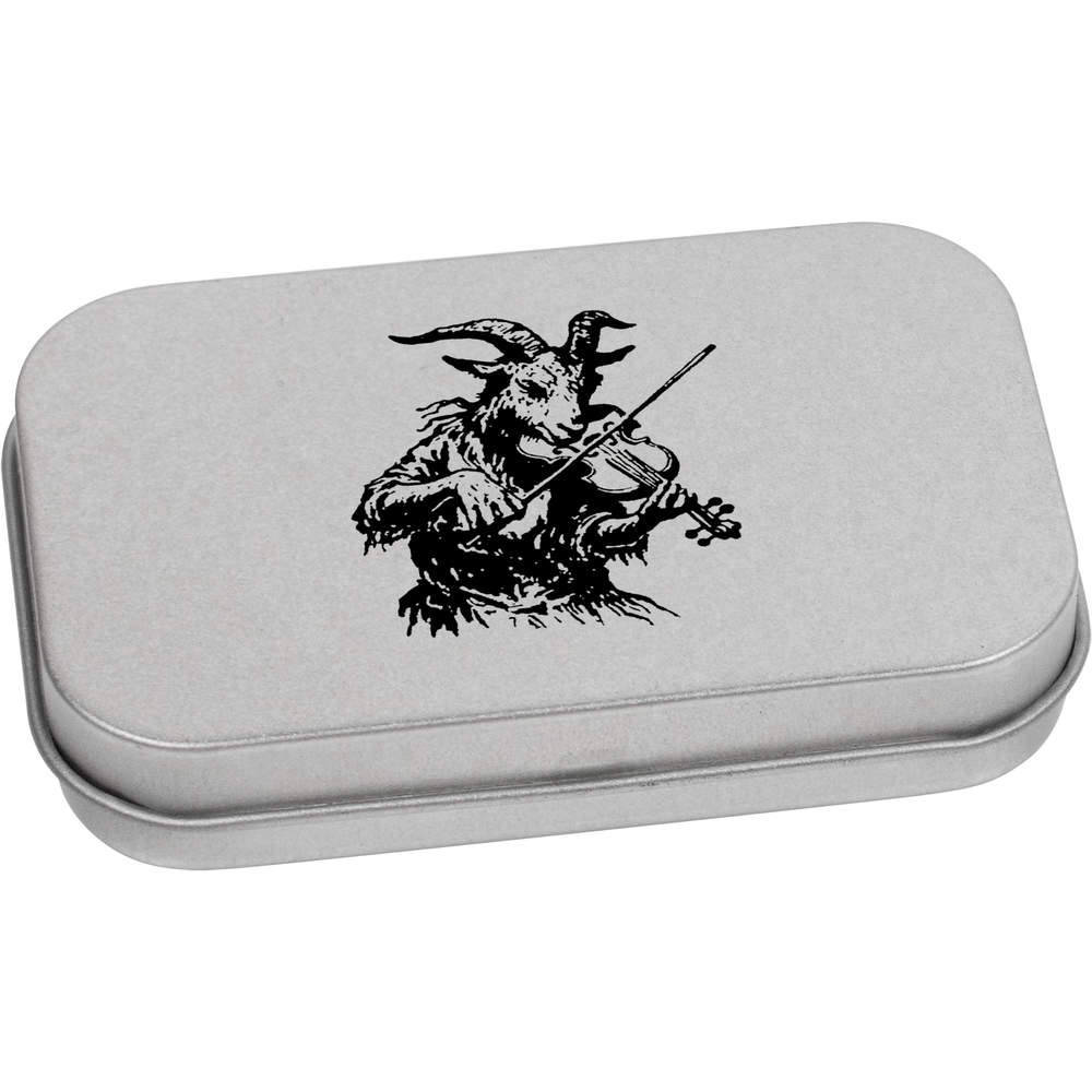 'Goat Playing Violin' Storage / Stationery Tin - Metal Hinged Keepsake Box for Stationery, Crafts, Sweets and Gifts (TT062201)