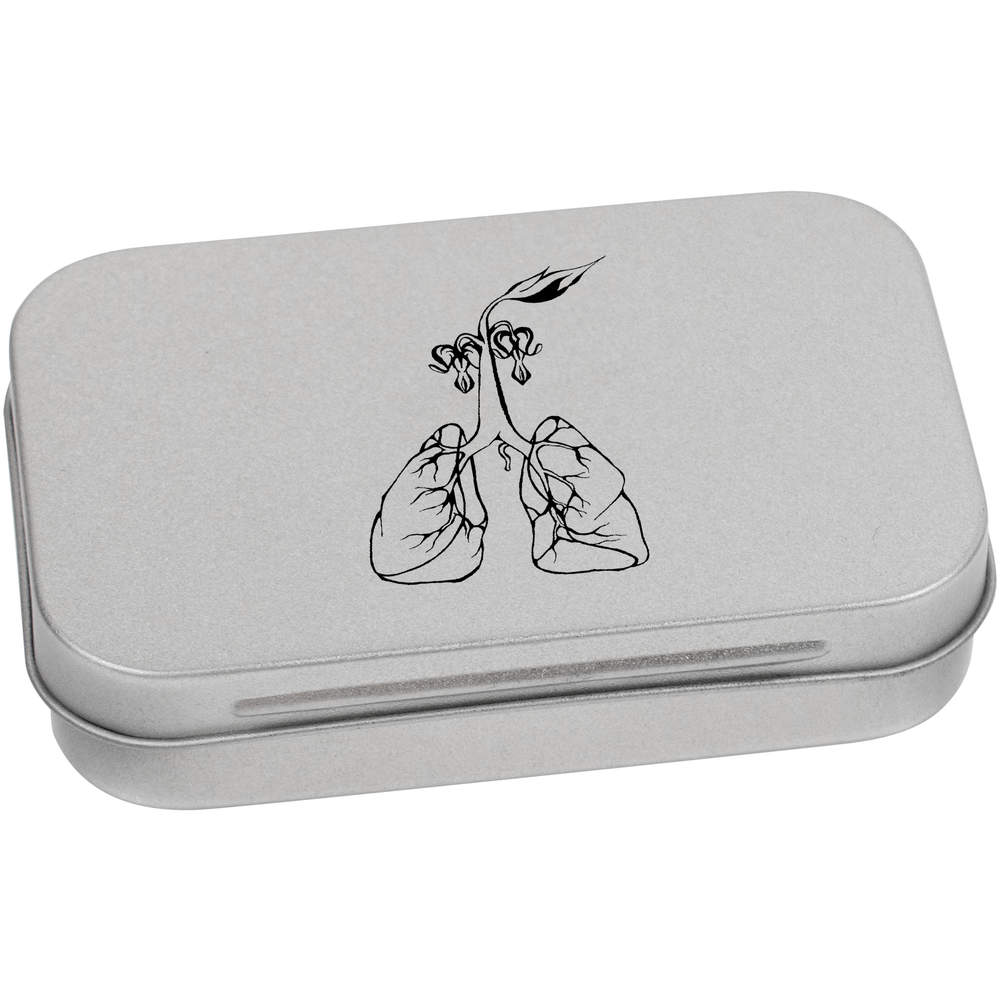 95mm 'Lung & Roots' Metal Hinged Tin / Storage Box (TT00034108)