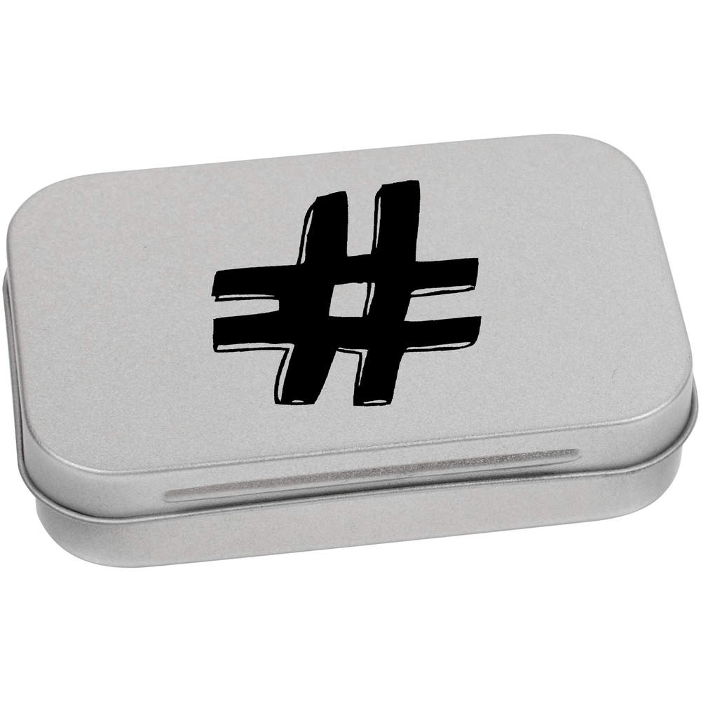 'Hash Tag' Metal Hinged Storage Tin - 95mm x 60mm - Keepsake Box for Stationery, Crafts, Sweets and Small Gifts (TT00048256)