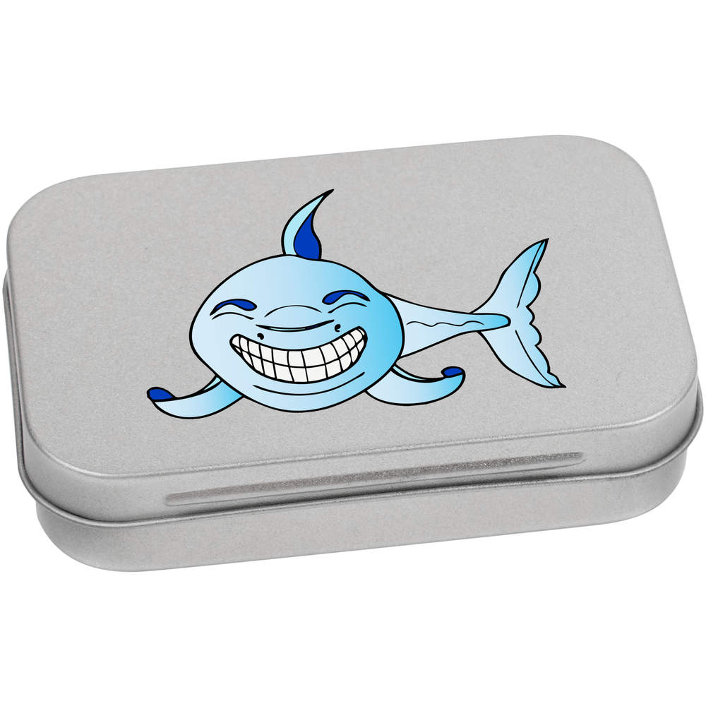 'Smiling Shark' Metal Hinged Storage Tin - 95mm x 60mm - Keepsake Box for Stationery, Crafts, Sweets and Small Gifts (TT00096089)