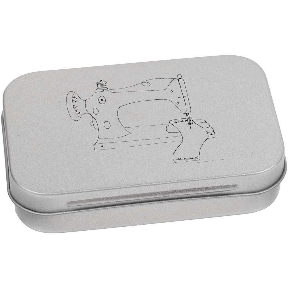 95mm 'Sewing Machine Stitching' Metal Hinged Tin / Storage Box (TT00115776)