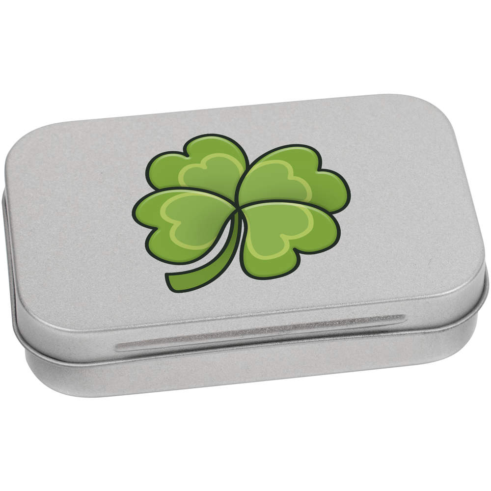 95mm 'Lucky Clover' Metal Hinged Tin / Storage Box (TT00146779)
