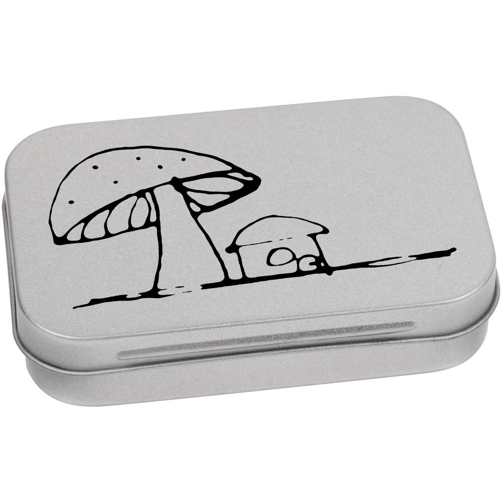 95mm 'Mushroom & Tiny House' Metal Hinged Tin / Storage Box (TT00158763)