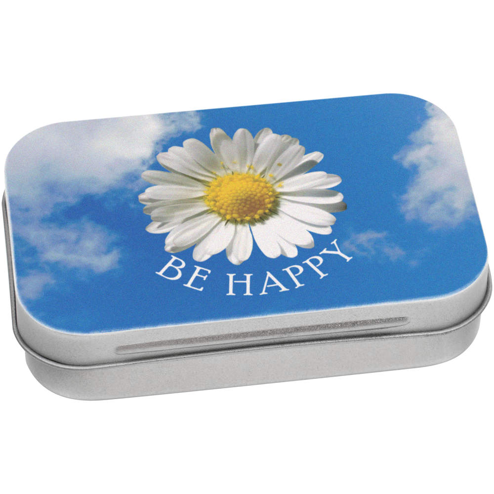95mm 'Be Happy' Metal Hinged Tin / Storage Box (TT00249693)