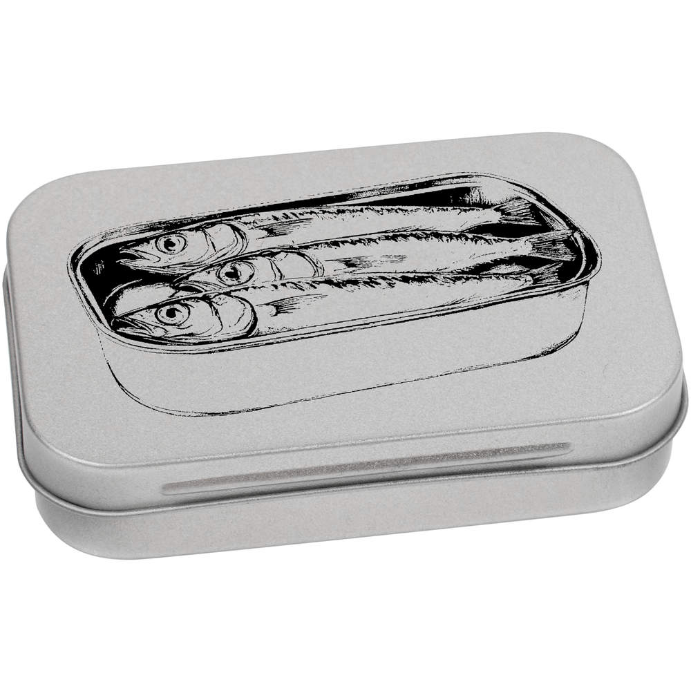 'Tin of Sardines' Metal Hinged Storage Tin - 95mm x 60mm - Keepsake Box for Stationery, Crafts, Sweets and Small Gifts (TT00267291)