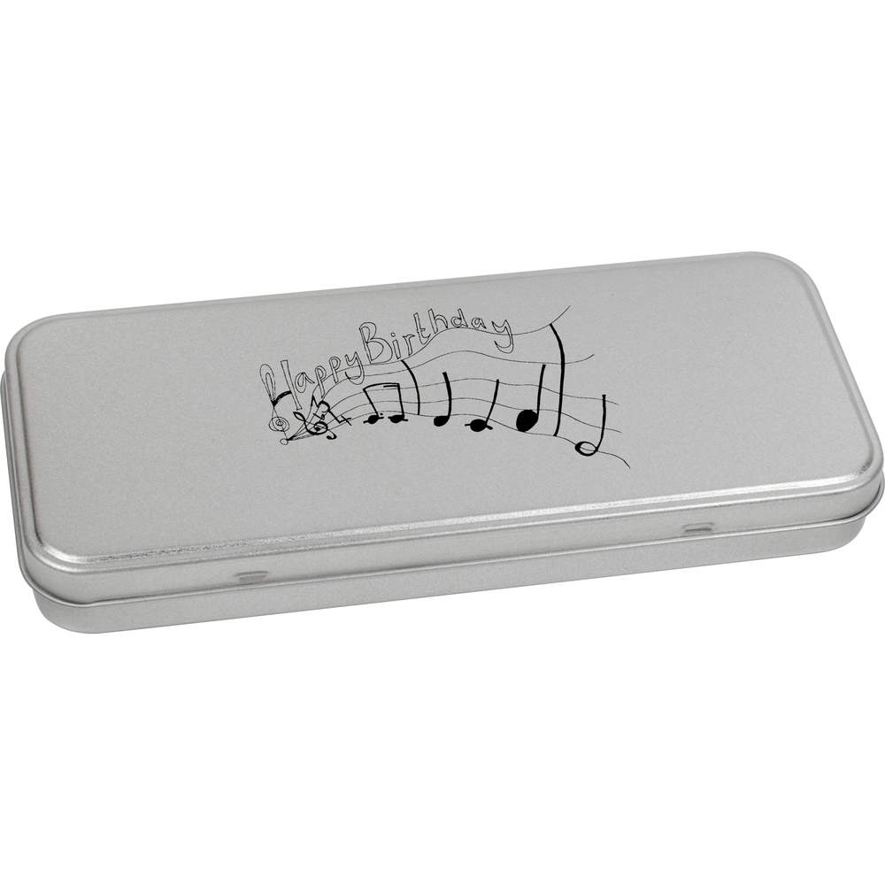 'Musical Happy Birthday' Metal Hinged Stationery Tin / Storage Box (TT00027307)