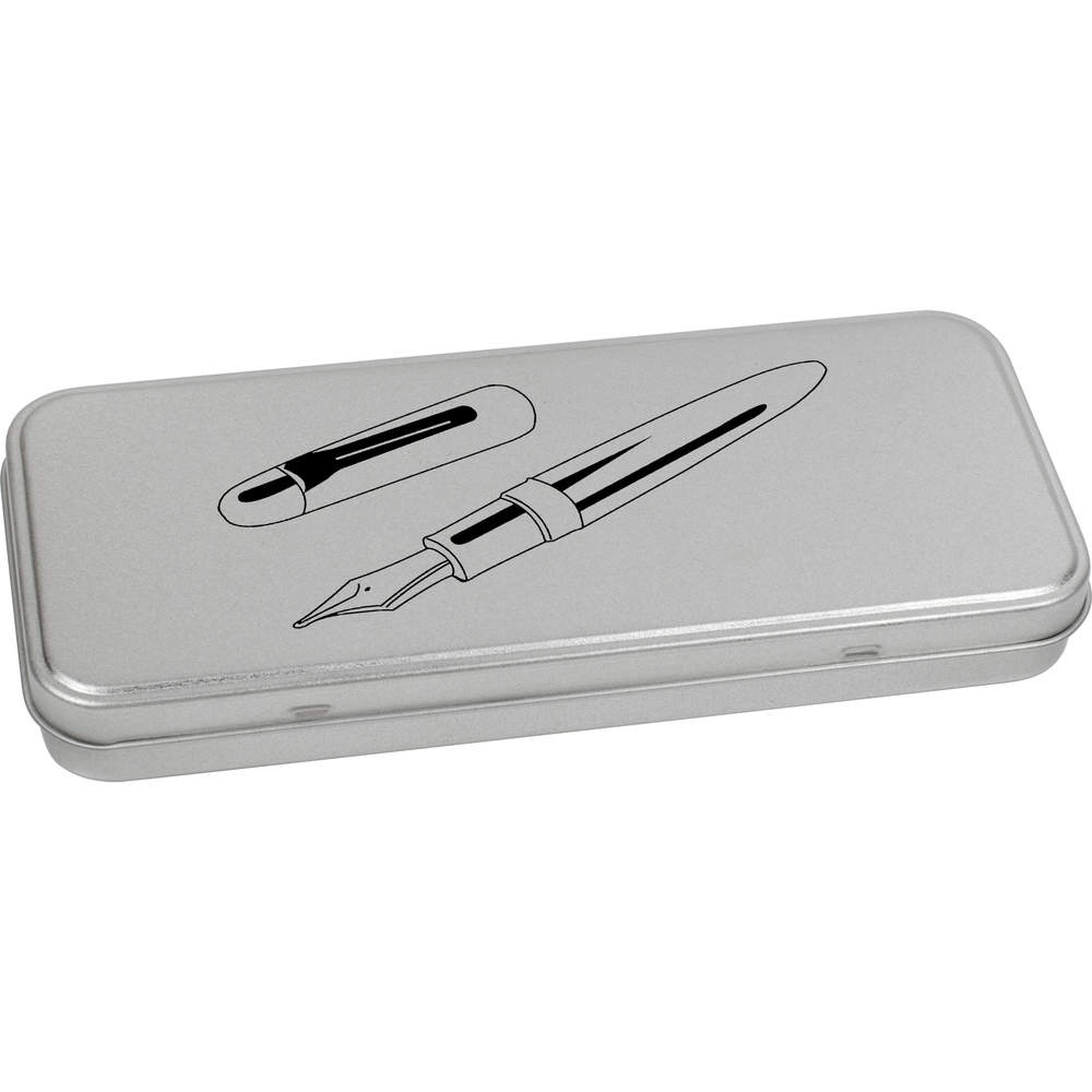 'Fountain Pen' Metal Hinged Stationery Tin / Storage Box (TT00031805)