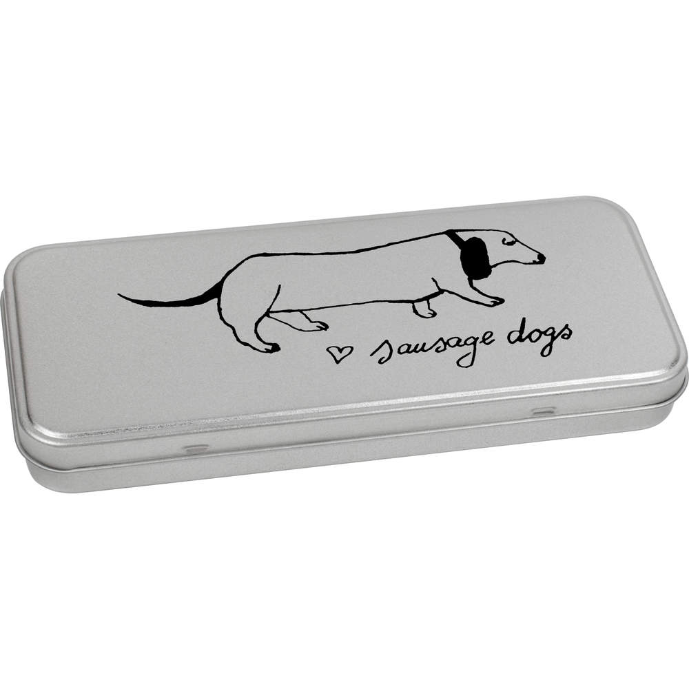 'Love Sausage Dog' Metal Hinged Tin / Storage Box (TT013990)