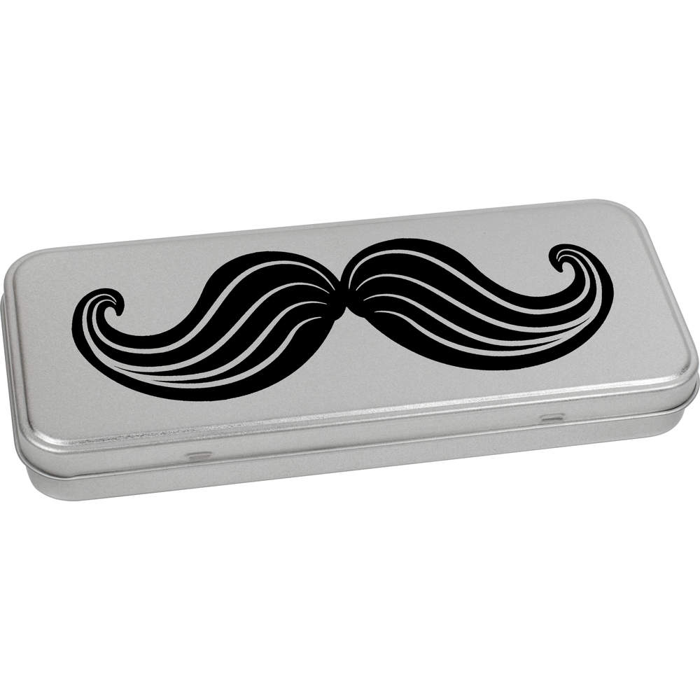 'Fancy Mustache' Metal Hinged Stationery Tin / Storage Box (TT00068780)