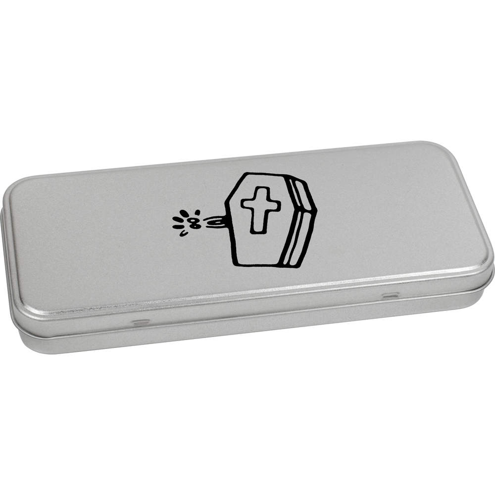'Skeleton Coffin' Metal Hinged Stationery Tin / Storage Box (TT00076856)