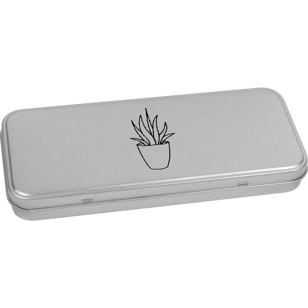 'Aloe Vera Plant' Metal Hinged Stationery Tin / Storage Box (TT00078929)