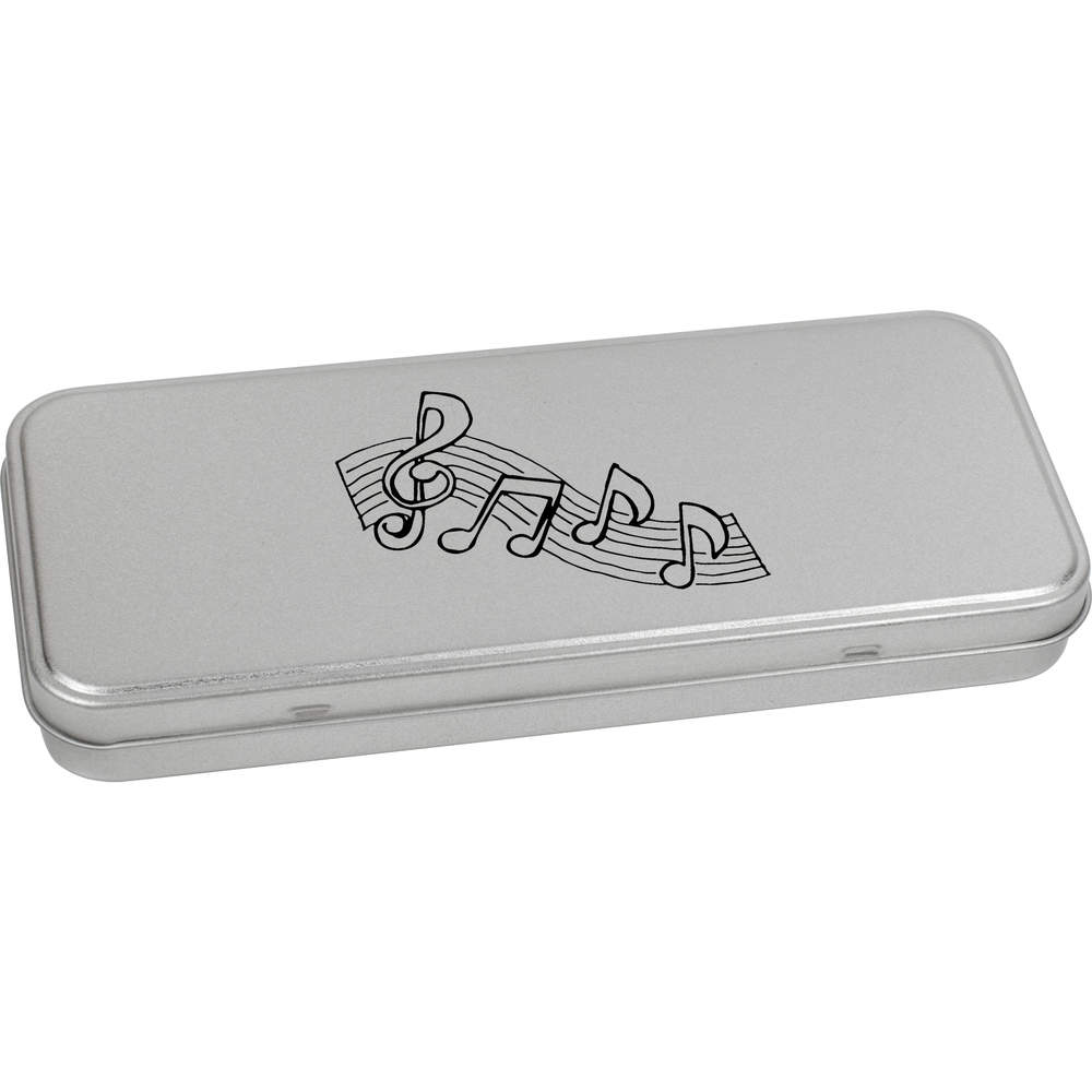 'Musical Notes' Metal Hinged Stationery Tin / Storage Box (TT00082676)