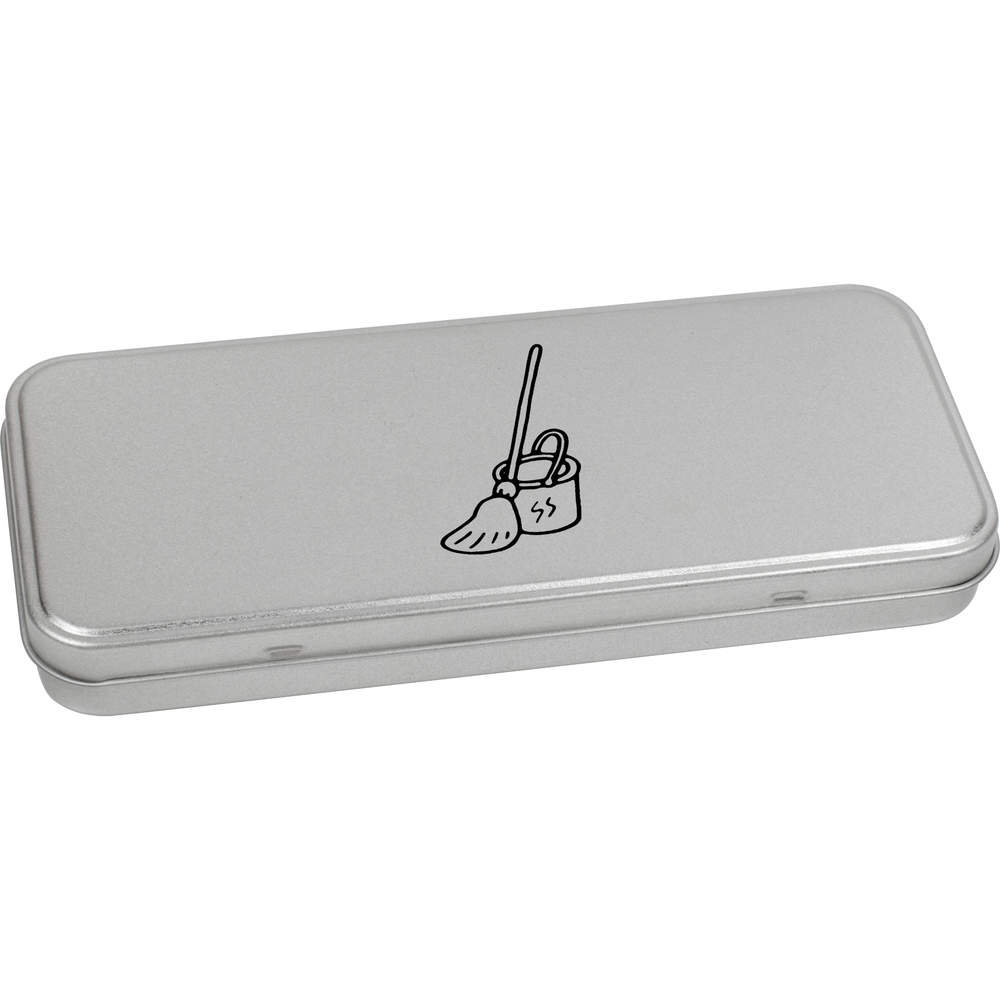 'Mop & Bucket' Metal Hinged Stationery Tin / Storage Box (TT00085959)