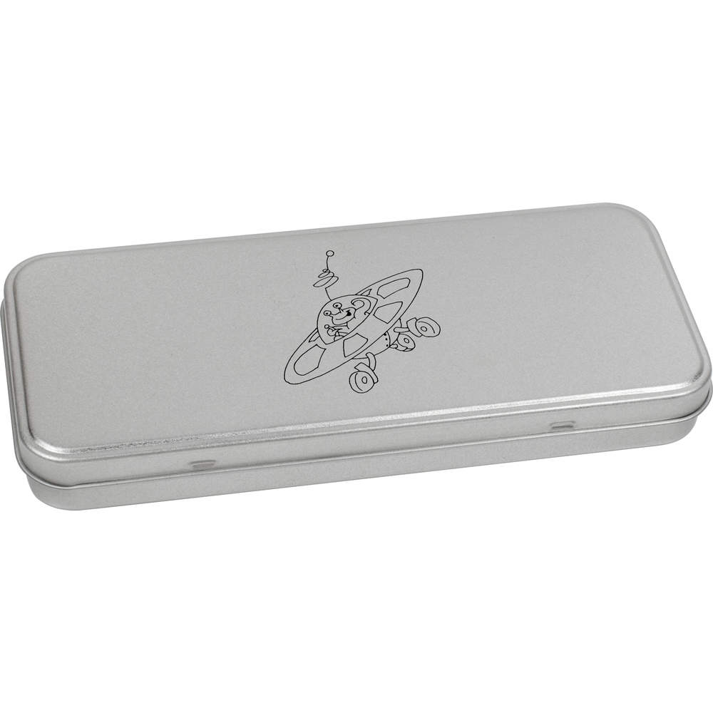 'Alien Spacecraft' Metal Hinged Stationery Tin / Storage Box (TT00086305)