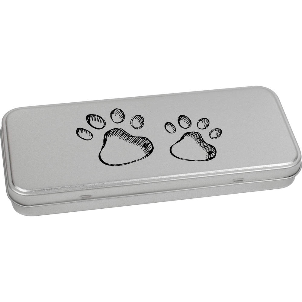 'Paw Prints' Metal Hinged Stationery Tin / Storage Box (TT00086525)