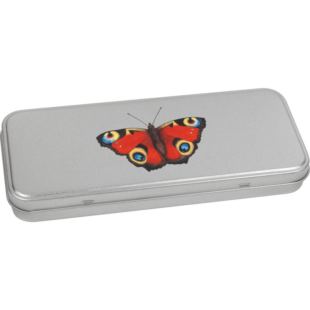 'Peacock Butterfly' Metal Hinged Stationery Tin / Storage Box (TT00093096)