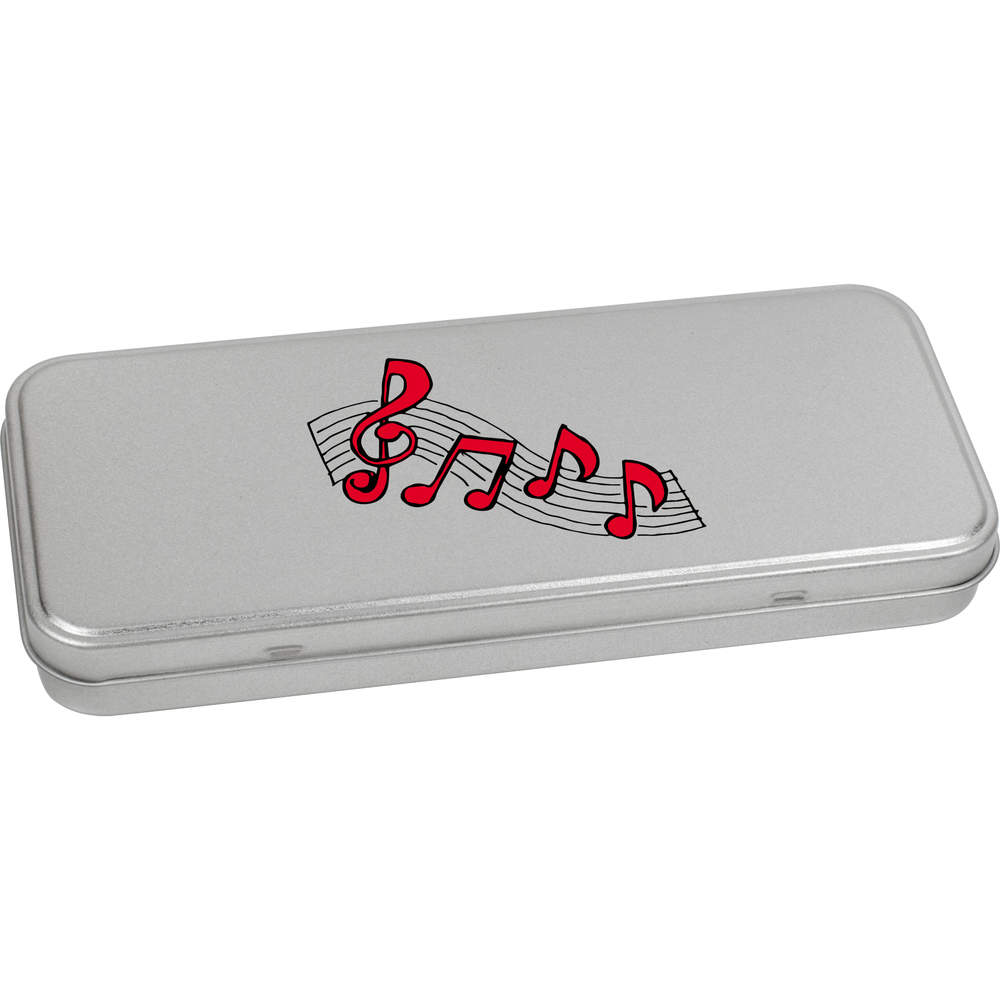 'Musical Notes' Metal Hinged Stationery Tin / Storage Box (TT00096782)