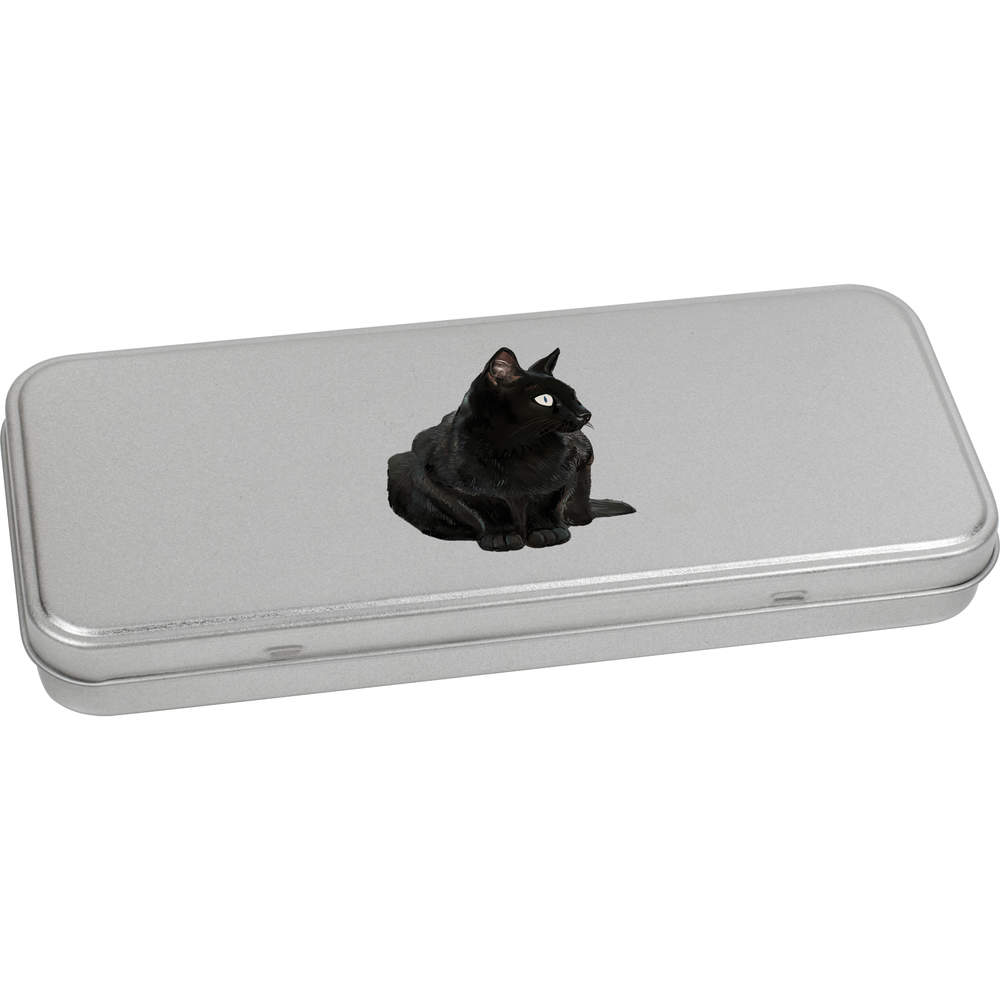 Storage Box 'Window Cat' Metal Hinged Tin TT018353 