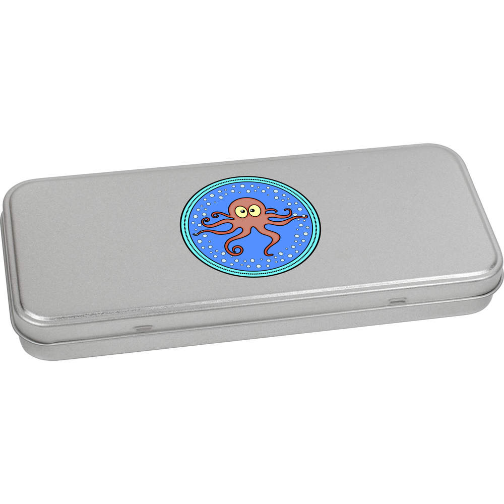 'Funny Octopus' Metal Hinged Stationery Tin / Storage Box (TT00099134)