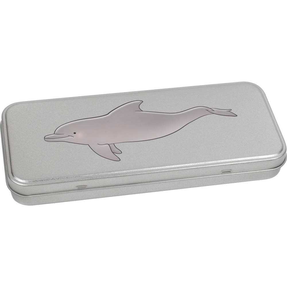 'Dolphin' Metal Hinged Stationery Tin - 180mm x 75mm - Storage Box for Pens, Pencils, Crafts and Gifts (TT00102286)