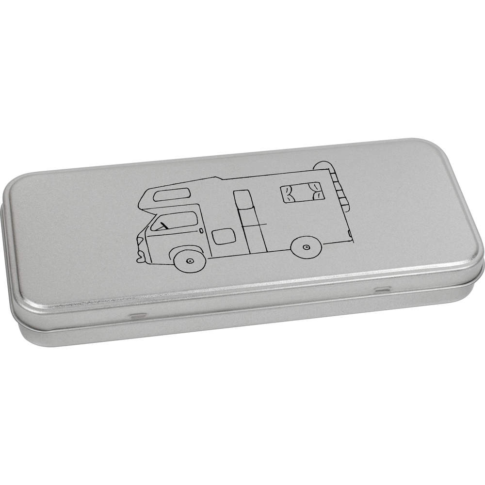 'Campervan' Metal Hinged Stationery Tin - 180mm x 75mm - Storage Box for Pens, Pencils, Crafts and Gifts (TT00103255)