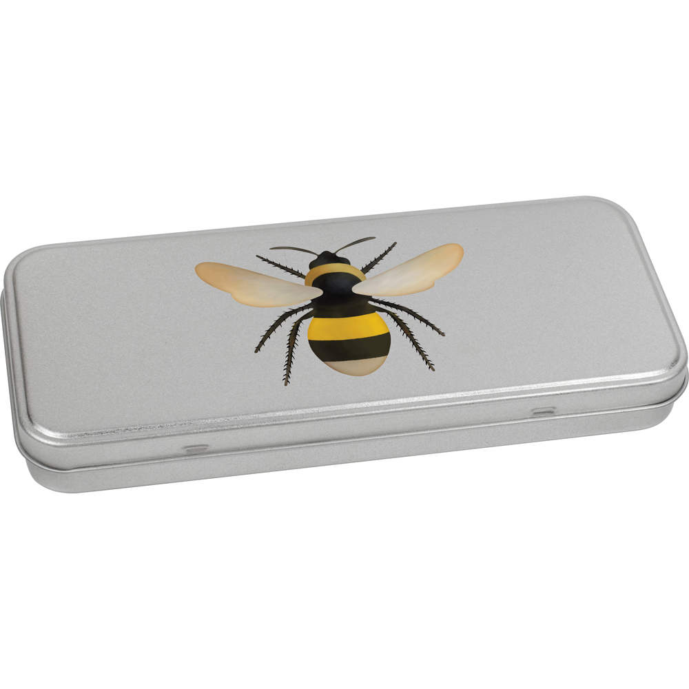 'Bee' Metal Hinged Stationery Tin - 180mm x 75mm - Storage Box for Pens, Pencils, Crafts and Gifts (TT00108284)