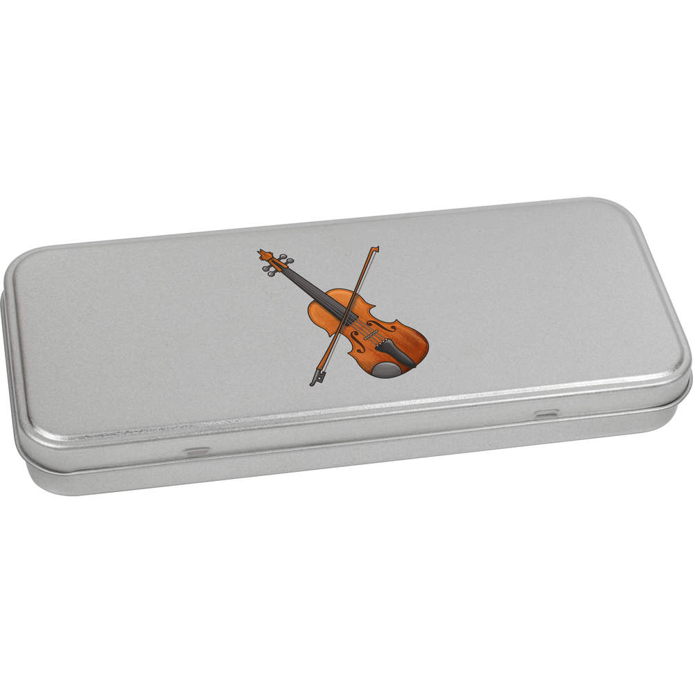 'Violin' Metal Hinged Stationery Tin / Storage Box (TT00108350)