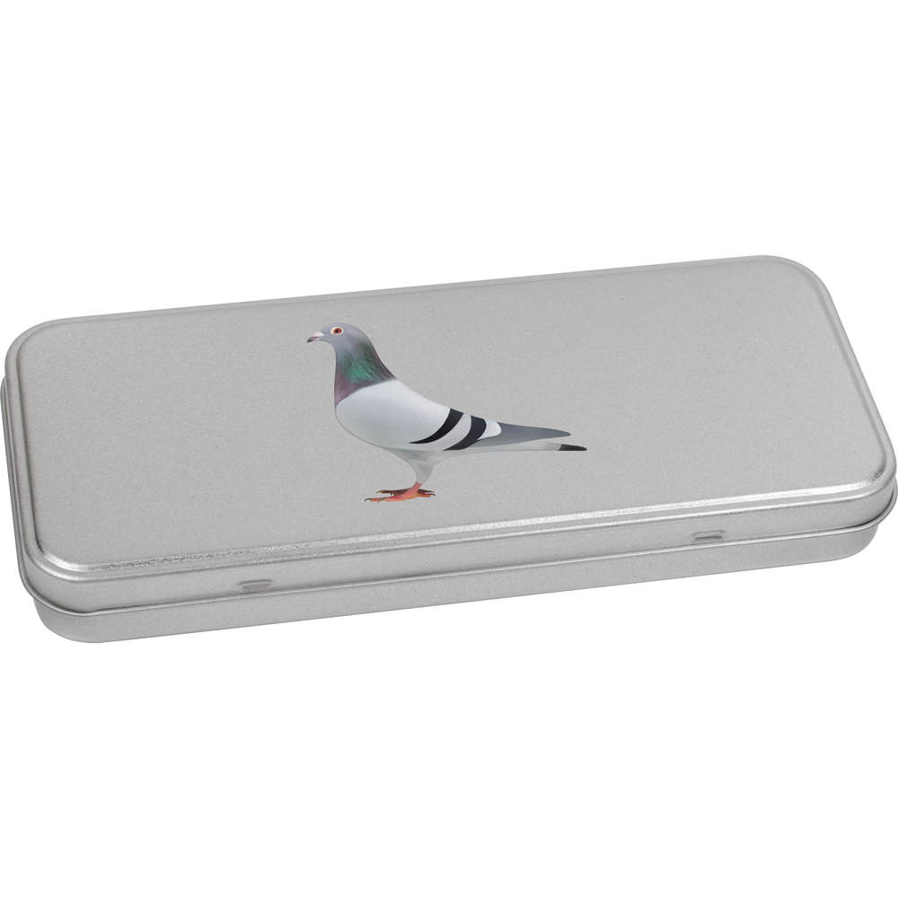 'Pigeon' Metal Hinged Stationery Tin - 180mm x 75mm - Urban Dove Racing Fancy Illustration - Storage Box for Pens, Pencils, Crafts and Gifts (TT00110692)