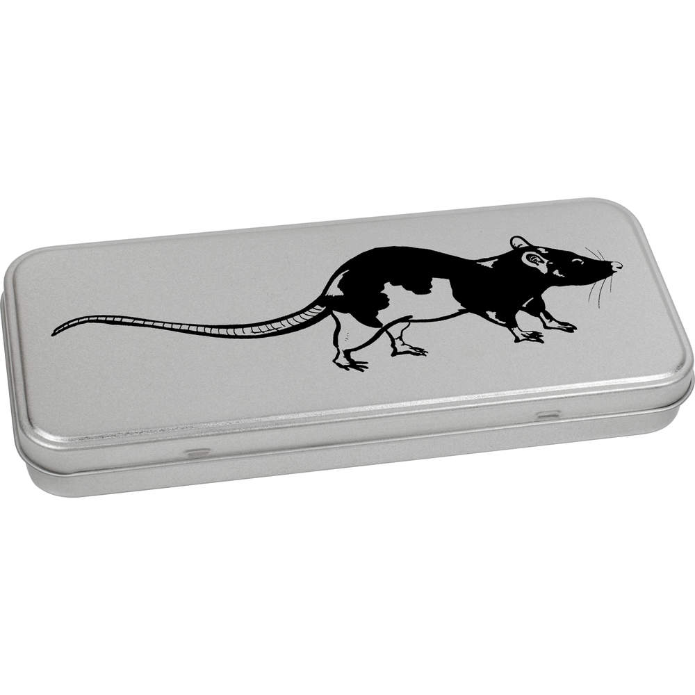 'Rat' Metal Hinged Stationery Tin - 180mm x 75mm - Storage Box for Pens, Pencils, Crafts and Gifts (TT00117437)