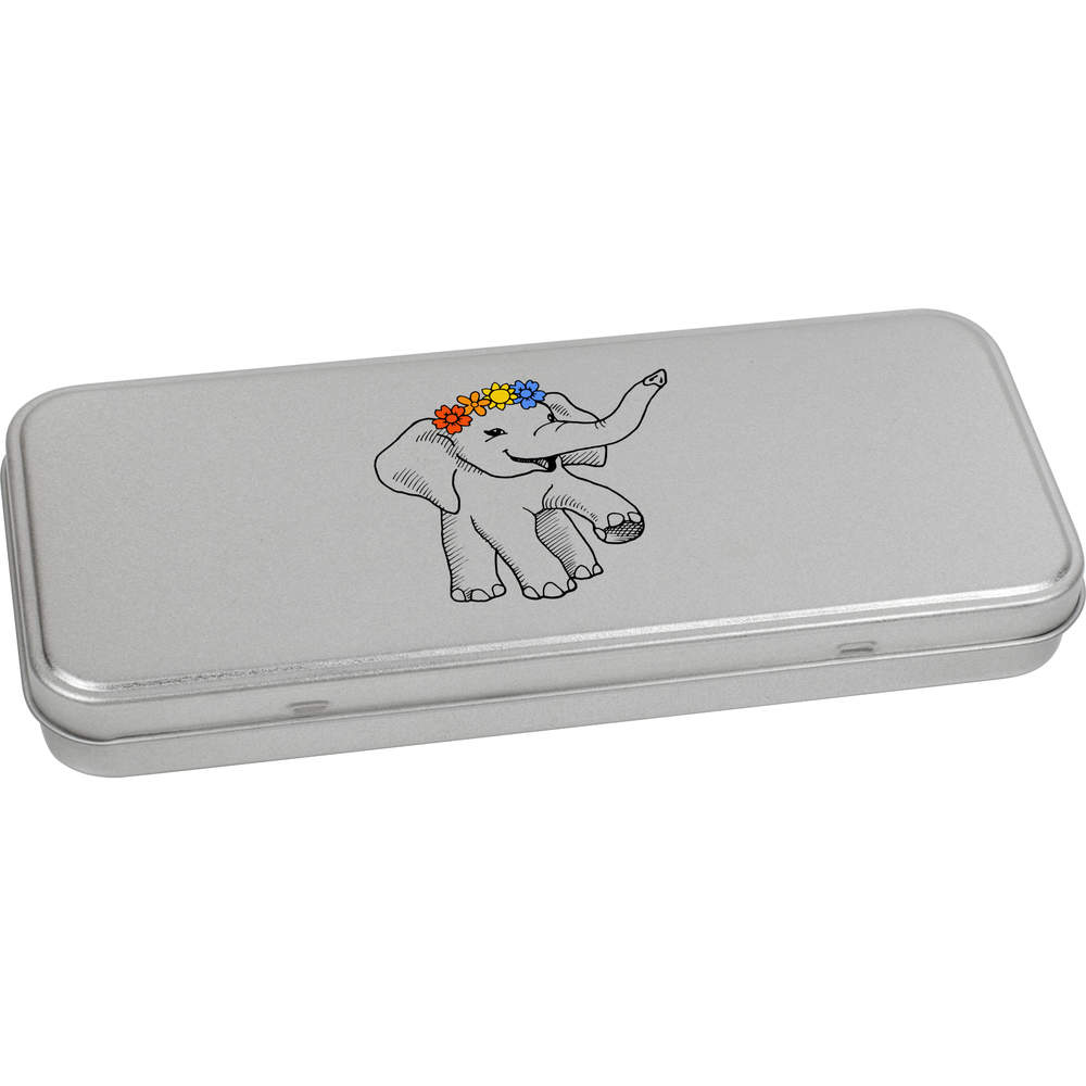 'Little Elephant ' Metal Hinged Stationery Tin / Storage Box (TT00133500)