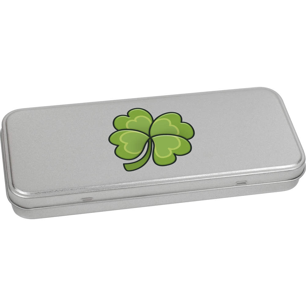 'Lucky Clover' Metal Hinged Stationery Tin / Storage Box (TT00146783)