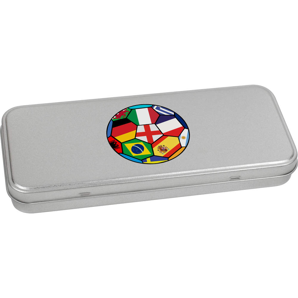 'World Cup Flags Football' Metal Hinged Stationery Tin / Storage Box (TT00177632)